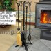 WoodEze FTKB05685TA 5 Piece Black Wrought Iron Fireplace Tool Set with Twist Design - B015JJVYO2